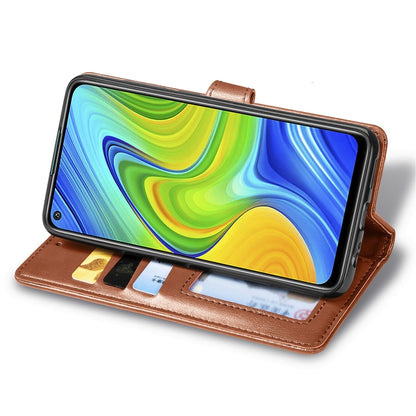 For Xiaomi Redmi 10X 4G/Redmi Note 9 Retro Solid Color Leather Buckle Phone Case with Lanyard & Photo Frame & Card Slot & Wallet & Stand Function