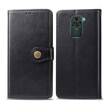 For Xiaomi Redmi 10X 4G/Redmi Note 9 Retro Solid Color Leather Buckle Phone Case with Lanyard & Photo Frame & Card Slot & Wallet & Stand Function