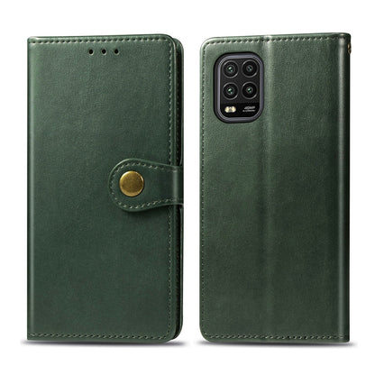 For Xiaomi Mi 10 Lite 5G Retro Solid Color Leather Buckle Phone Case with Lanyard & Photo Frame & Card Slot & Wallet & Stand Function