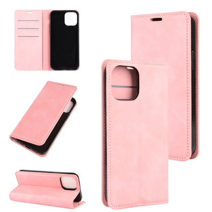 For iPhone 12 6.1 inch Retro-skin Business Magnetic Suction Leather Case with Holder & Card Slots & Wallet