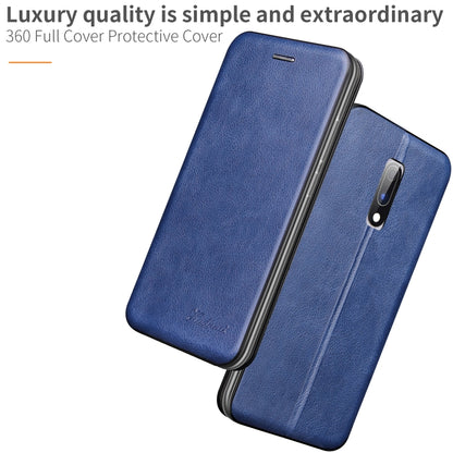 Compatible with OnePlus 6T / OnePlus 7 Integrated Electricity Pressing Retro Texture Magnetic TPU+PU Leather Case with Card Slot & Holder