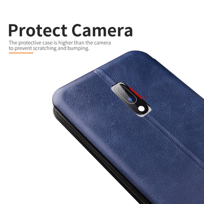 Compatible with OnePlus 6T / OnePlus 7 Integrated Electricity Pressing Retro Texture Magnetic TPU+PU Leather Case with Card Slot & Holder