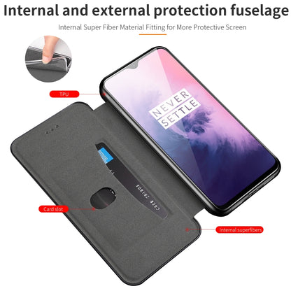 Compatible with OnePlus 6T / OnePlus 7 Integrated Electricity Pressing Retro Texture Magnetic TPU+PU Leather Case with Card Slot & Holder