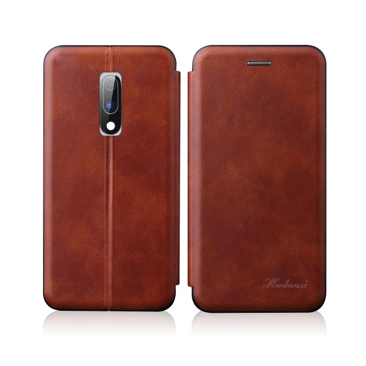 Compatible with OnePlus 6T / OnePlus 7 Integrated Electricity Pressing Retro Texture Magnetic TPU+PU Leather Case with Card Slot & Holder