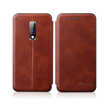Compatible with OnePlus 6T / OnePlus 7 Integrated Electricity Pressing Retro Texture Magnetic TPU+PU Leather Case with Card Slot & Holder