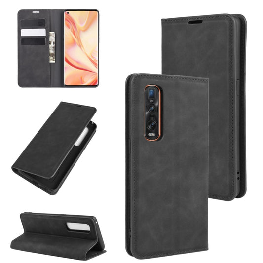 For OPPO Find X2 Pro Retro-skin Business Magnetic Suction Leather Case with Holder & Card Slots & Wallet