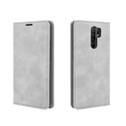 For Xiaomi Redmi 9 Retro-skin Business Magnetic Suction Leather Case with Holder & Card Slots & Wallet