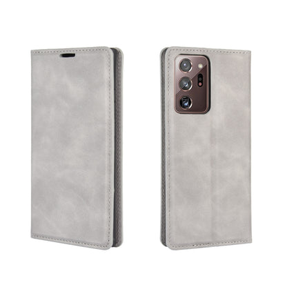 For Samsung Galaxy Note20 Ultra Retro-skin Business Magnetic Suction Leather Case with Holder & Card Slots & Wallet