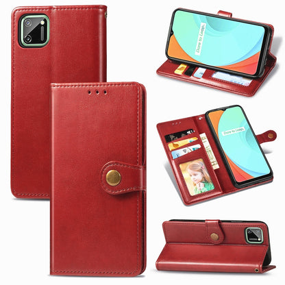 Retro Solid Color Leather Buckle Phone Case