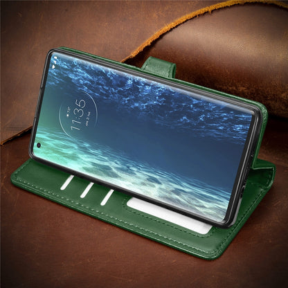 Retro Solid Color Leather Buckle Phone Case with Lanyard & Photo Frame & Card Slot & Wallet & Stand Function, For Motorola Edge
