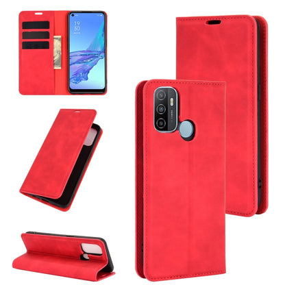 For OPPO A53 2020/OPPO A32 2020 Retro-skin Business Magnetic Suction Leather Case with Holder & Card Slots & Wallet