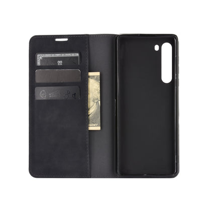 For Motorola Edge Retro-skin Business Magnetic Suction Leather Case with Holder & Card Slots & Wallet