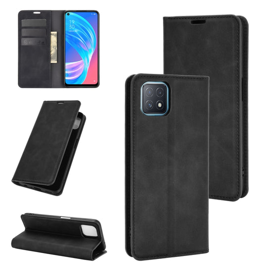 For OPPO A72 / A73 5G Retro-skin Business Magnetic Suction Leather Case with Holder & Card Slots & Wallet