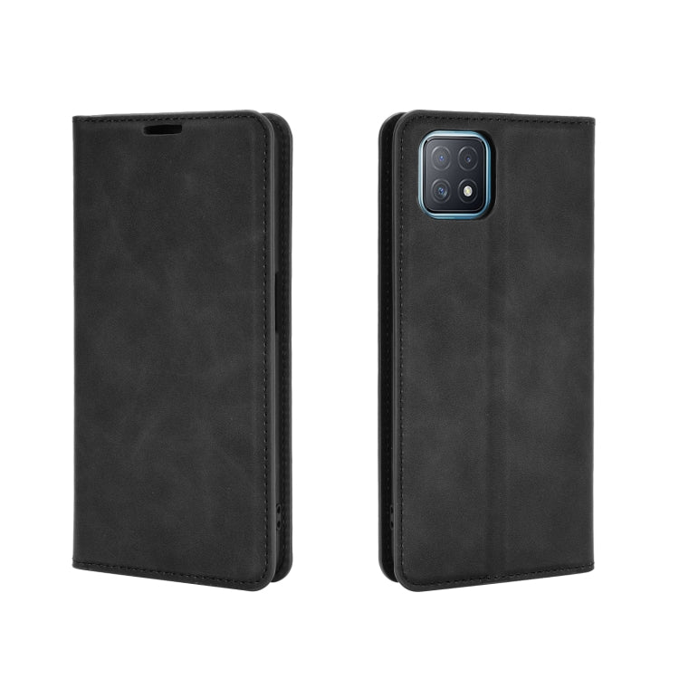 For OPPO A72 / A73 5G Retro-skin Business Magnetic Suction Leather Case with Holder & Card Slots & Wallet