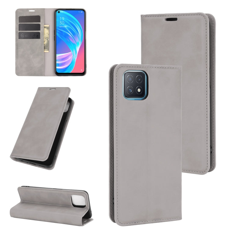For OPPO A72 / A73 5G Retro-skin Business Magnetic Suction Leather Case with Holder & Card Slots & Wallet