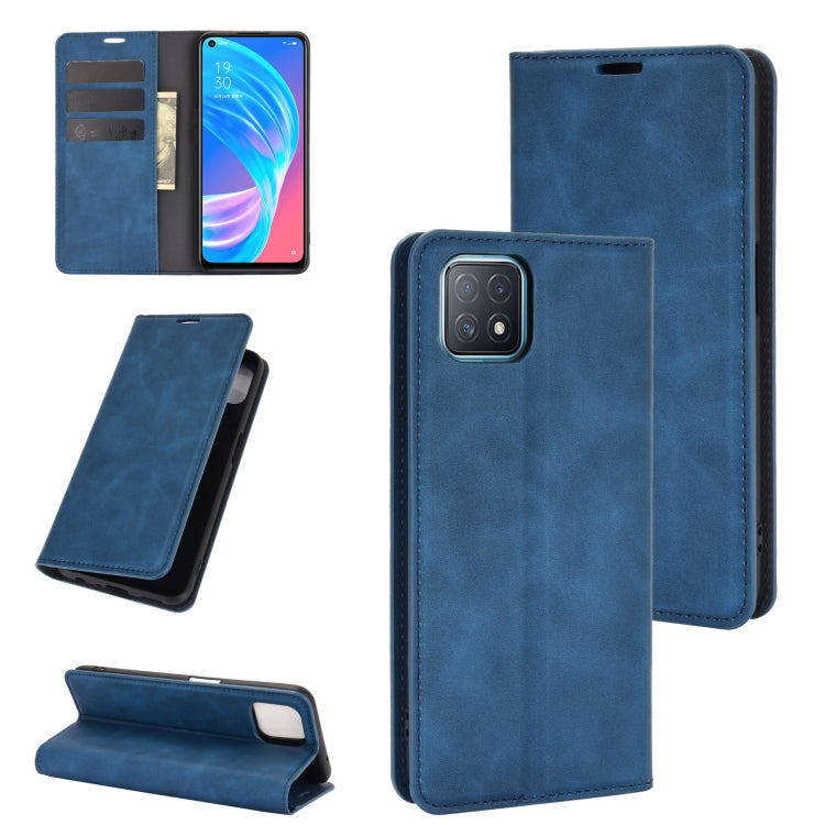 For OPPO A72 / A73 5G Retro-skin Business Magnetic Suction Leather Case with Holder & Card Slots & Wallet