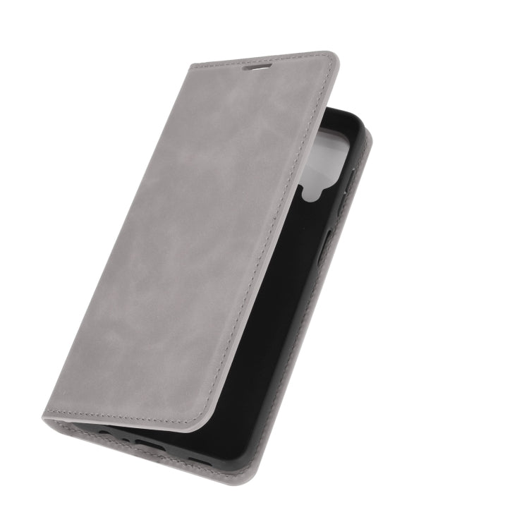 For Samsung Galaxy A12 Retro-skin Business Magnetic Suction Leather Case with Holder & Card Slots & Wallet