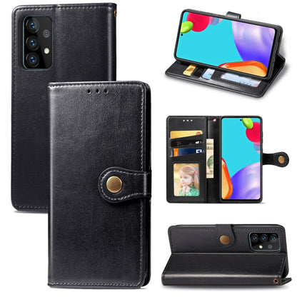 Retro Solid Color Leather Buckle Phone Case with Lanyard & Photo Frame & Card Slot & Wallet & Stand Function