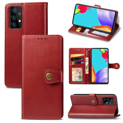 Retro Solid Color Leather Buckle Phone Case with Lanyard & Photo Frame & Card Slot & Wallet & Stand Function
