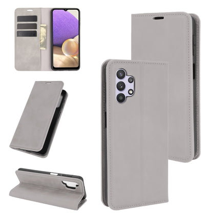 For Samsung Galaxy A32 5G Retro-skin Business Magnetic Suction Leather Case with Holder & Card Slots & Wallet