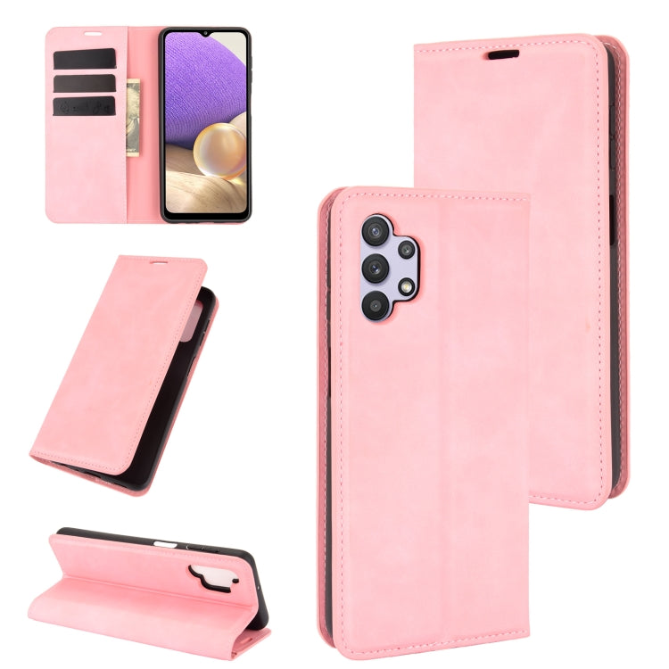 For Samsung Galaxy A32 5G Retro-skin Business Magnetic Suction Leather Case with Holder & Card Slots & Wallet