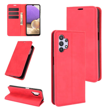 For Samsung Galaxy A32 5G Retro-skin Business Magnetic Suction Leather Case with Holder & Card Slots & Wallet