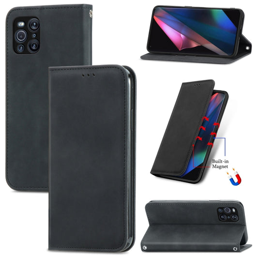Retro Skin Feel Business Magnetic Horizontal Flip Leather Case With Holder & Card Slots & Wallet & Photo Frame, For OPPO Find X3 Pro