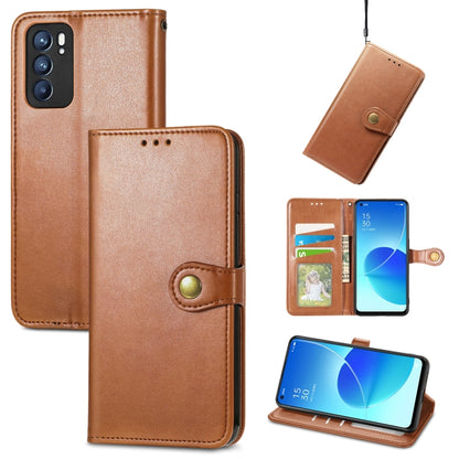 Solid Color Leather Buckle Phone Case with Lanyard & Photo Frame & Card Slot & Wallet & Stand Function, Compatible with OPPO Reno6 5G