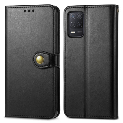 Solid Color Leather Buckle Phone Case with Lanyard & Photo Frame & Card Slot & Wallet & Stand Function, Compatible with OPPO Realme V13
