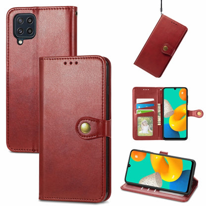 Solid Color Leather Buckle Phone Case with Lanyard & Photo Frame & Card Slot & Wallet & Stand Function, Compatible with Samsung Galaxy M32