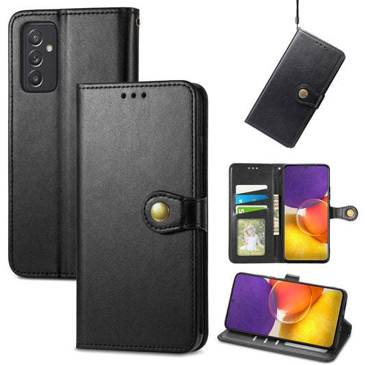 Solid Color Leather Buckle Phone Case with Lanyard & Photo Frame & Card Slot & Wallet & Stand Function, Compatible with Samsung Galaxy A82 5G