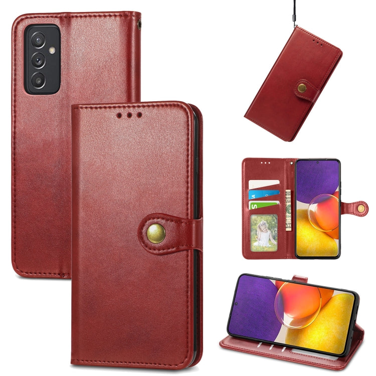 Solid Color Leather Buckle Phone Case with Lanyard & Photo Frame & Card Slot & Wallet & Stand Function, Compatible with Samsung Galaxy A82 5G