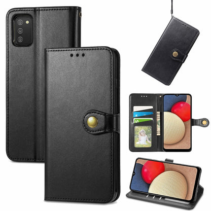 Solid Color Leather Buckle Phone Case with Lanyard & Photo Frame & Card Slot & Wallet & Stand Function, Compatible with Samsung Galaxy A03s 164mm