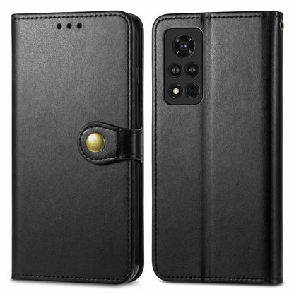 Solid Color Leather Buckle Phone Case with Lanyard & Photo Frame & Card Slot & Wallet & Stand Function, Compatible with Honor V40 5G