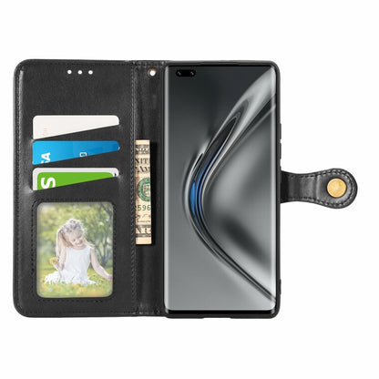 Solid Color Leather Buckle Phone Case with Lanyard & Photo Frame & Card Slot & Wallet & Stand Function, Compatible with Honor V40 5G