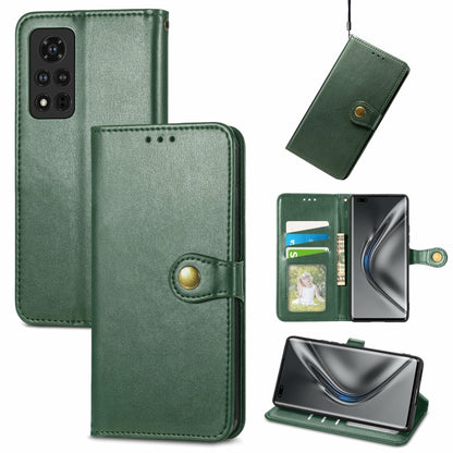 Solid Color Leather Buckle Phone Case with Lanyard & Photo Frame & Card Slot & Wallet & Stand Function, Compatible with Honor V40 5G