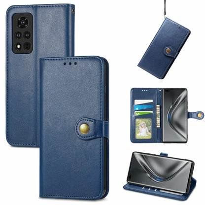 Solid Color Leather Buckle Phone Case with Lanyard & Photo Frame & Card Slot & Wallet & Stand Function, Compatible with Honor V40 5G