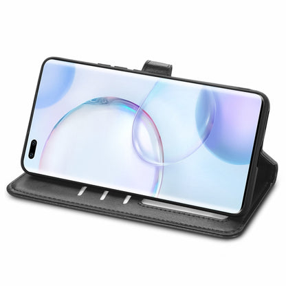 Solid Color Leather Buckle Phone Case with Lanyard & Photo Frame & Card Slot & Wallet & Stand Function, Compatible with Honor 50 Pro