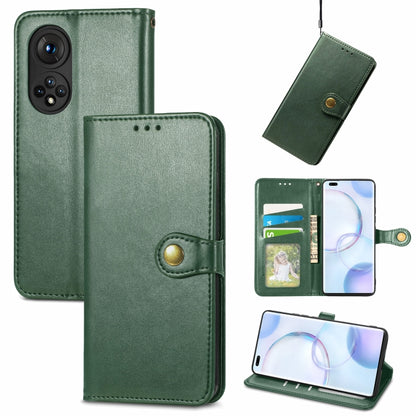 Solid Color Leather Buckle Phone Case with Lanyard & Photo Frame & Card Slot & Wallet & Stand Function, Compatible with Honor 50 Pro
