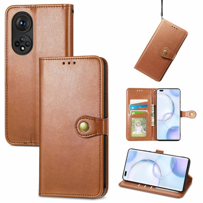 Solid Color Leather Buckle Phone Case with Lanyard & Photo Frame & Card Slot & Wallet & Stand Function, Compatible with Honor 50 Pro