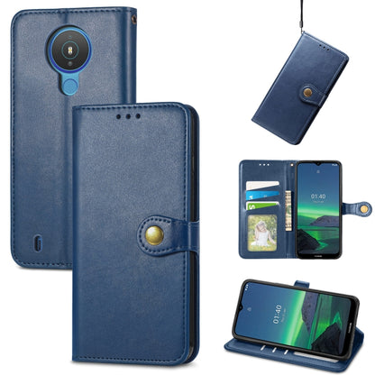 Solid Color Leather Buckle Phone Case with Lanyard & Photo Frame & Card Slot & Wallet & Stand Function, Compatible with Nokia 1.4