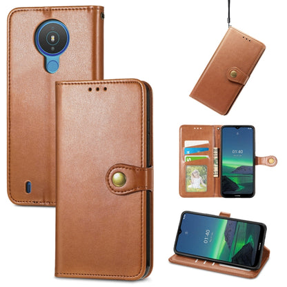 Solid Color Leather Buckle Phone Case with Lanyard & Photo Frame & Card Slot & Wallet & Stand Function, Compatible with Nokia 1.4