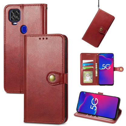 Solid Color Leather Buckle Phone Case with Lanyard & Photo Frame & Card Slot & Wallet & Stand Function, Compatible with ZTE Axon 11 SE 5G
