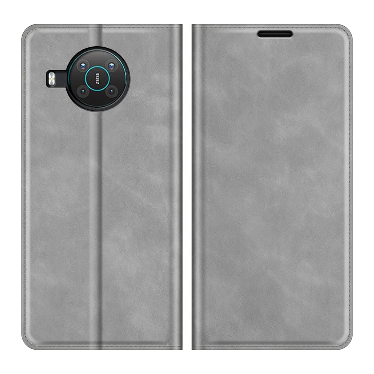 For Nokia X10/X20 Retro-skin Business Magnetic Suction Leather Case with Holder & Card Slots & Wallet