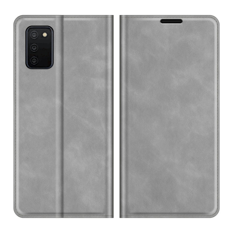 For Samsung Galaxy A03s Retro-skin Business Magnetic Suction Leather Case with Holder & Card Slots & Wallet