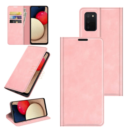 For Samsung Galaxy A03s Retro-skin Business Magnetic Suction Leather Case with Holder & Card Slots & Wallet