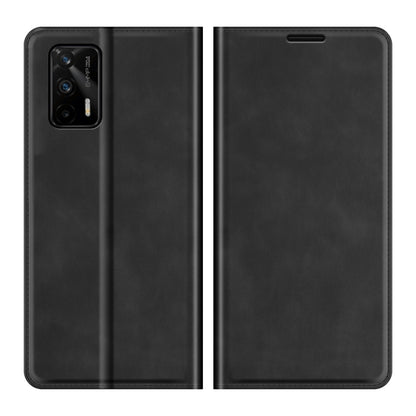 For OPPO Realme GT 5G / Realme Q3 Pro 5G Retro-skin Business Magnetic Suction Leather Case with Holder & Card Slots & Wallet