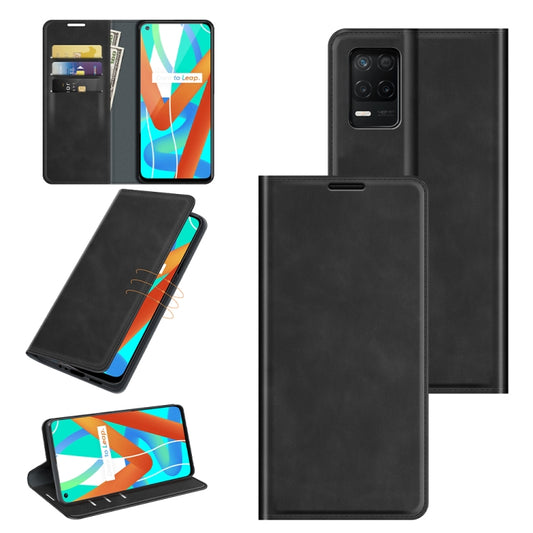 For OPPO Realme V13 5G / Realme 8 5G / Q3i 5G / Q3 5G Retro-skin Business Magnetic Suction Leather Case with Holder & Card Slots & Wallet