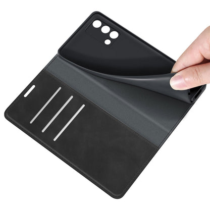 For OPPO F19 / A74 4G Retro-skin Business Magnetic Suction Leather Case with Holder & Card Slots & Wallet
