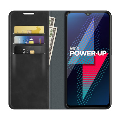 For wiko Power U30 Retro-skin Business Magnetic Suction Leather Case with Holder & Card Slots & Wallet